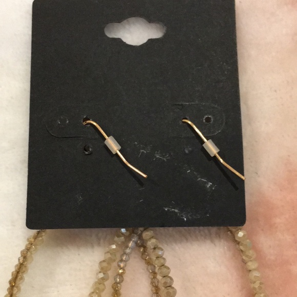 Mia Tess Tan Rondell Crystal Large Hoop Dangle Earrings NWT Gold Alloy - Picture 11 of 12